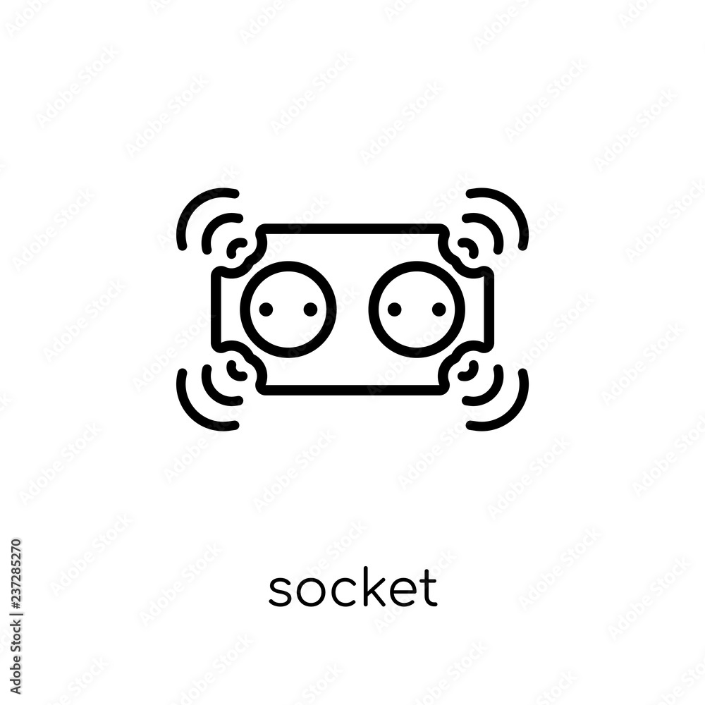 Aufkleber socket icon. trendy modern flat linear vector socket icon on white background from thin line smart h