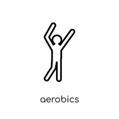 Obraz premium aerobics icon. Trendy modern flat linear vector aerobics icon on white background from thin line sport collection