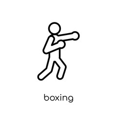 Fototapeta na wymiar Boxing icon. Trendy modern flat linear vector Boxing icon on white background from thin line sport collection
