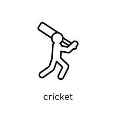 Cricket icon. Trendy modern flat linear vector Cricket icon on white background from thin line sport collection