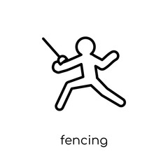 Fencing icon. Trendy modern flat linear vector Fencing icon on white background from thin line sport collection