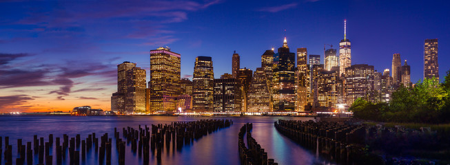 Downtown Manhattan at twilight, New York City, USA - obrazy, fototapety, plakaty