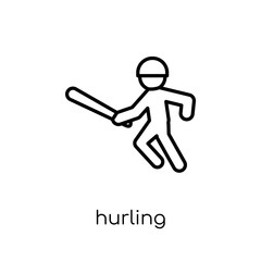 hurling icon. Trendy modern flat linear vector hurling icon on white background from thin line sport collection