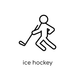 Ice hockey icon. Trendy modern flat linear vector Ice hockey icon on white background from thin line sport collection