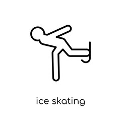 Ice skating icon. Trendy modern flat linear vector Ice skating icon on white background from thin line sport collection
