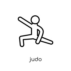 judo icon. Trendy modern flat linear vector judo icon on white background from thin line sport collection