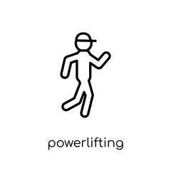 powerlifting icon. Trendy modern flat linear vector powerlifting icon on white background from thin line sport collection