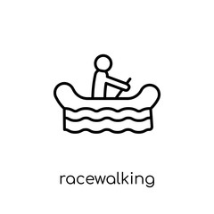 racewalking icon. Trendy modern flat linear vector racewalking icon on white background from thin line sport collection