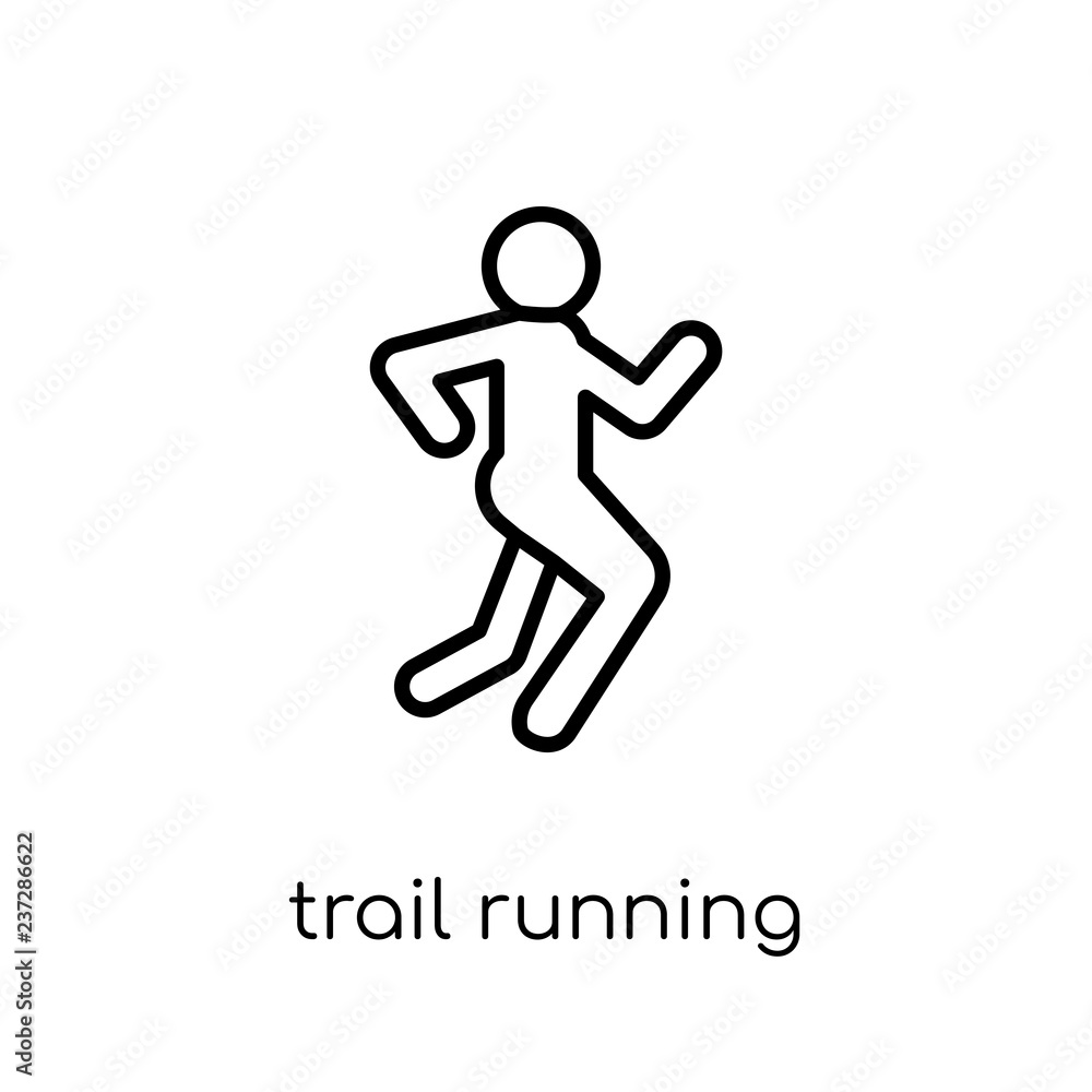 Poster trail running icon. trendy modern flat linear vector trail running icon on white background from thi
