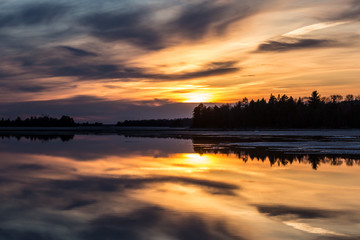 Sunset in Voyageurs National Park in Minnesota