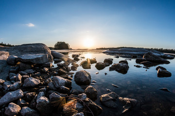 Sunset in Voyageurs National Park in Minnesota