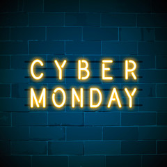 Obraz premium Cyber Monday neon sign vector