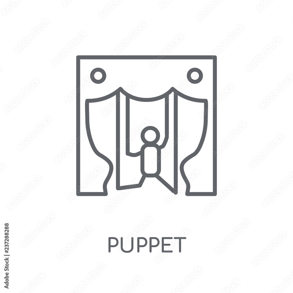 Poster puppet linear icon. modern outline puppet logo concept on white background from cinema collection