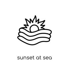 Sunset at sea icon from Summer collection.