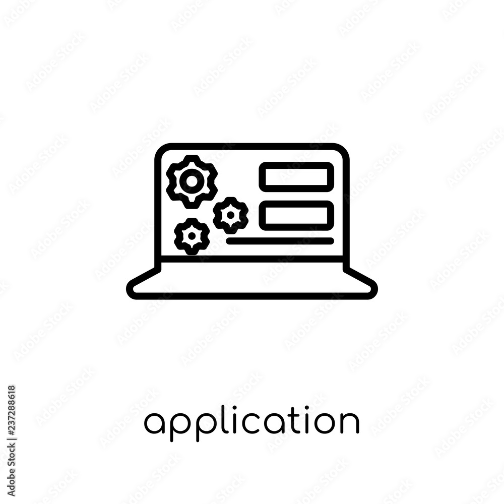 Poster application icon. trendy modern flat linear vector application icon on white background from thin li