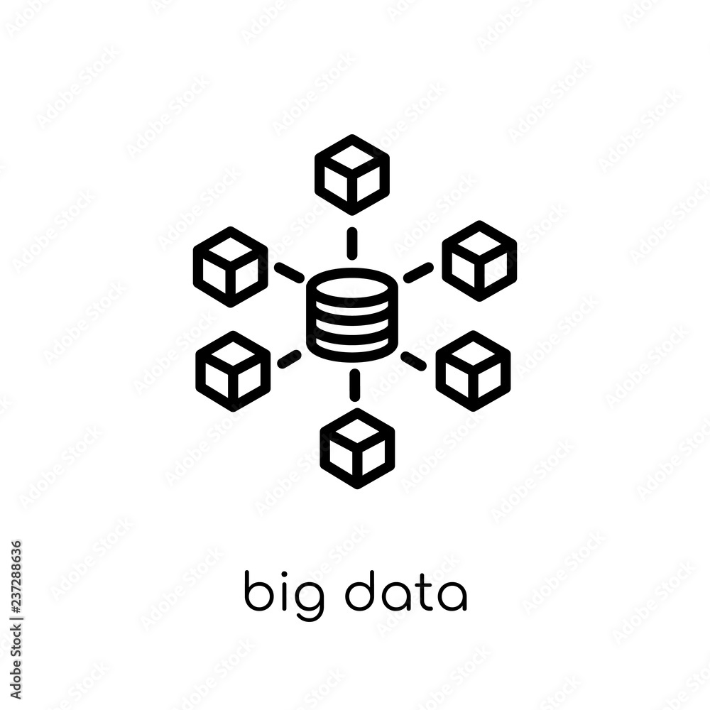 Poster big data icon. trendy modern flat linear vector big data icon on white background from thin line tec