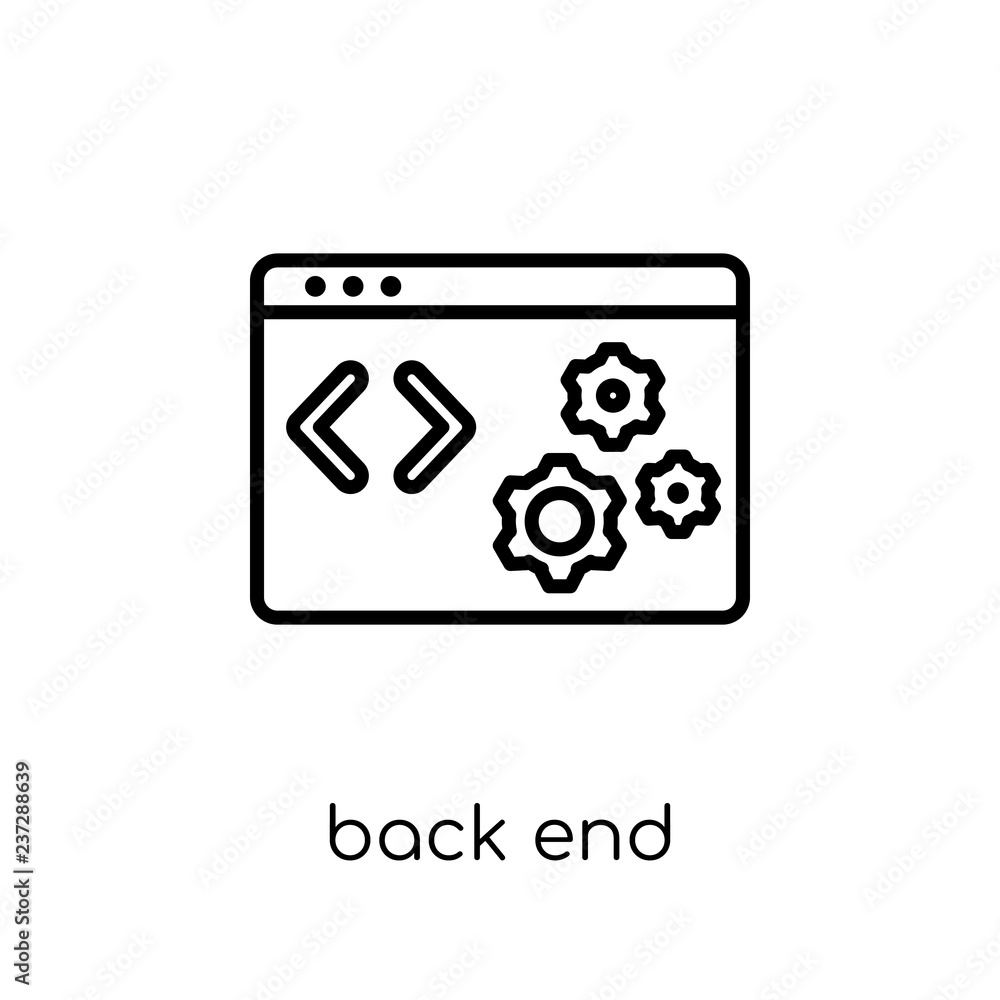 Poster back end icon. trendy modern flat linear vector back end icon on white background from thin line tec