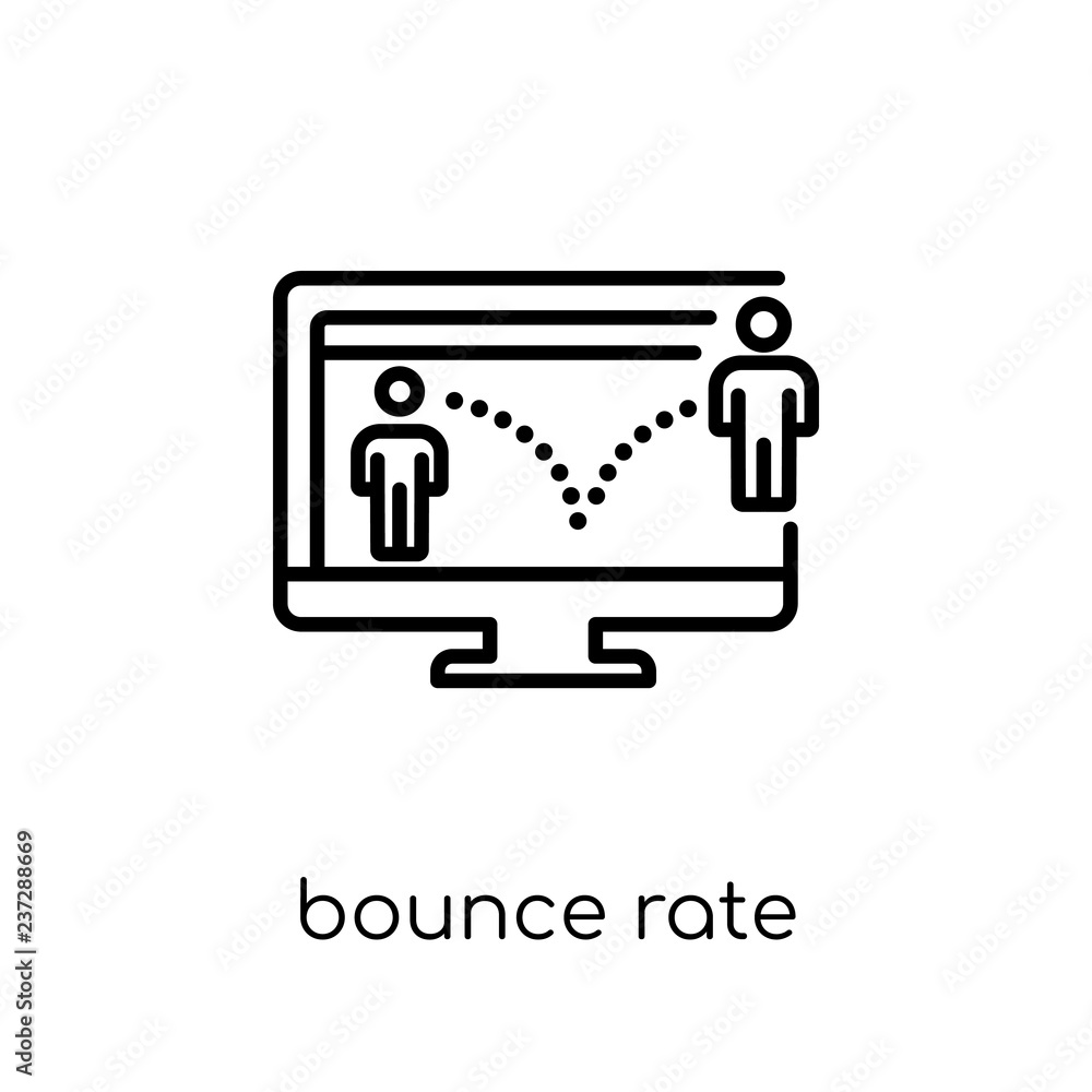 Poster bounce rate icon. trendy modern flat linear vector bounce rate icon on white background from thin li
