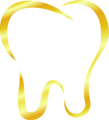 Fototapeta na wymiar Gold Line drawing of tooth