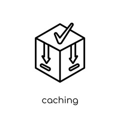 Caching icon. Trendy modern flat linear vector Caching icon on white background from thin line Technology collection