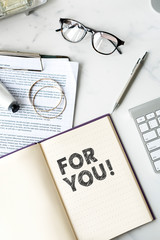 For you written on a notebook