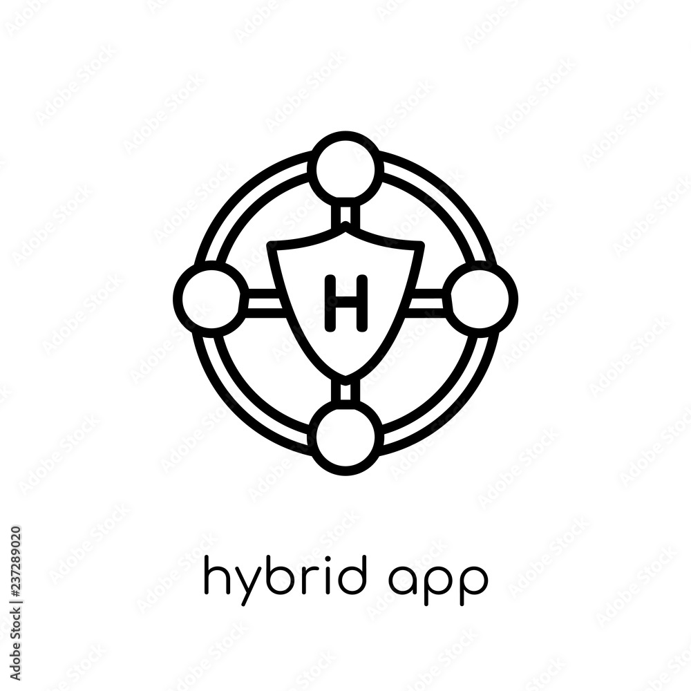 Poster hybrid app icon. trendy modern flat linear vector hybrid app icon on white background from thin line
