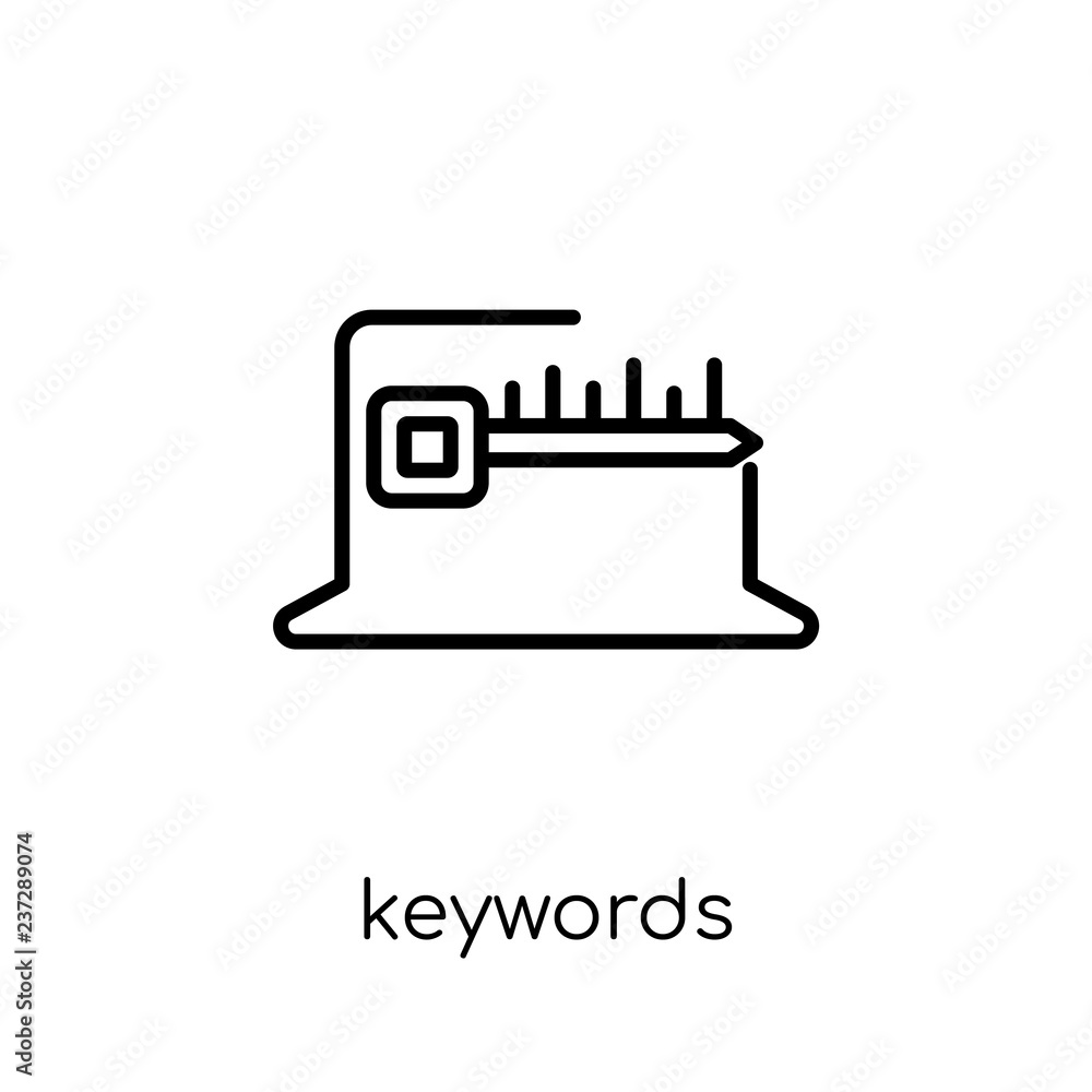 Poster keywords icon. trendy modern flat linear vector keywords icon on white background from thin line tec
