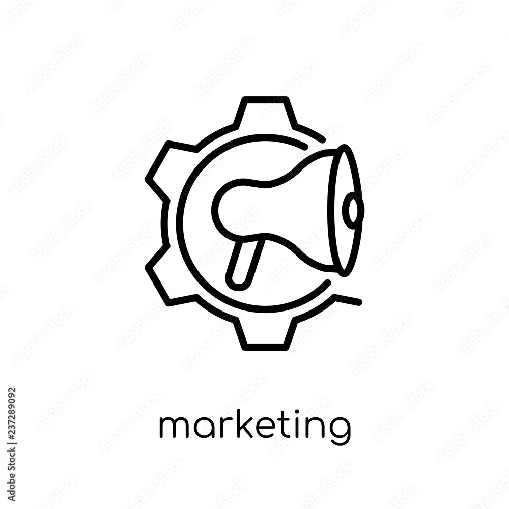 Poster marketing automation icon. trendy modern flat linear vector marketing automation icon on white backg
