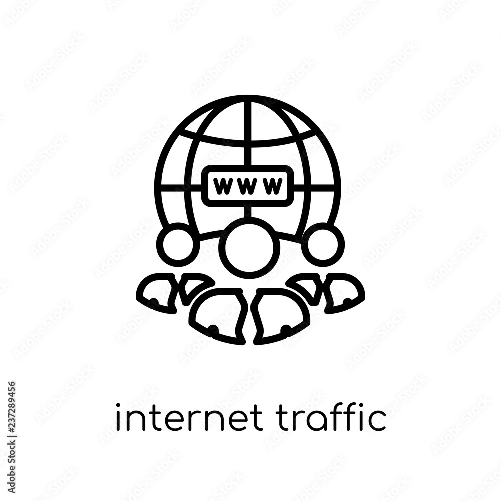 Poster internet traffic icon. trendy modern flat linear vector internet traffic icon on white background fr