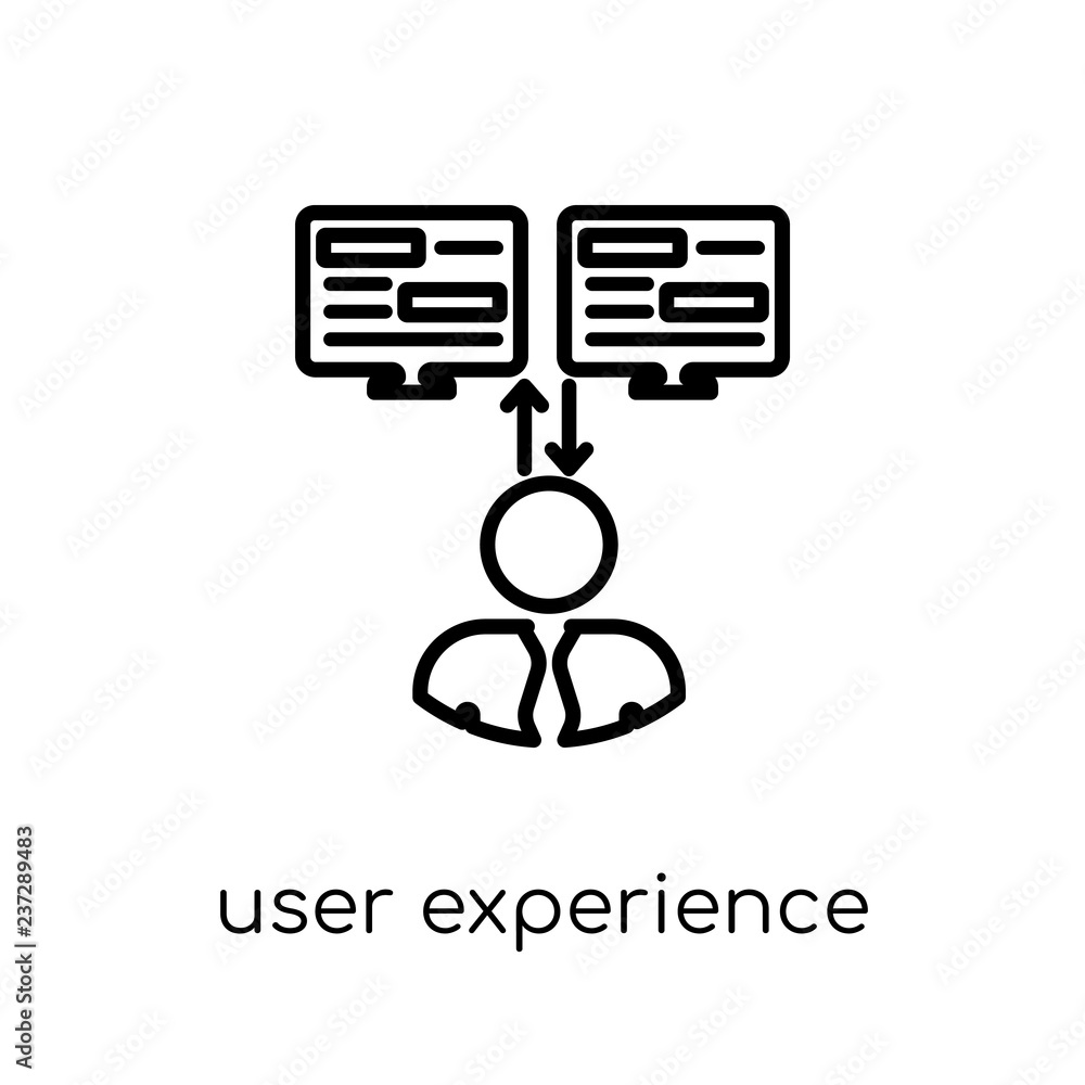 Poster user experience icon. trendy modern flat linear vector user experience icon on white background from