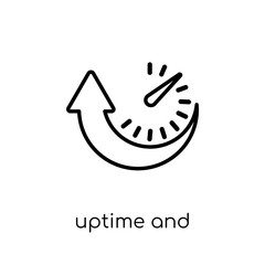 Uptime and downtime icon. Trendy modern flat linear vector Uptime and downtime icon on white background from thin line Technology collection - obrazy, fototapety, plakaty