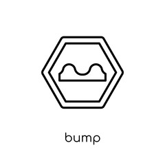 Bump sign icon. Trendy modern flat linear vector Bump sign icon on white background from thin line traffic sign collection
