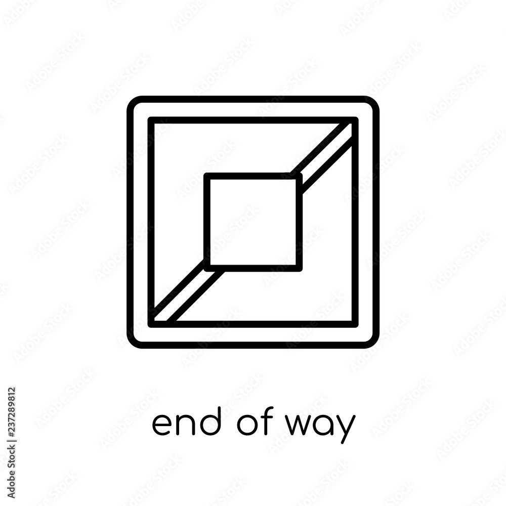 Poster end of way sign icon. trendy modern flat linear vector end of way sign icon on white background from