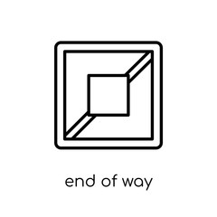 End of way sign icon. Trendy modern flat linear vector End of way sign icon on white background from thin line traffic sign collection