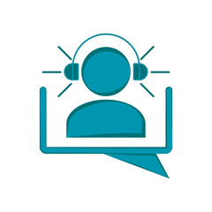 Men silhouette with headphones on a chat bubble. Vector illustration design