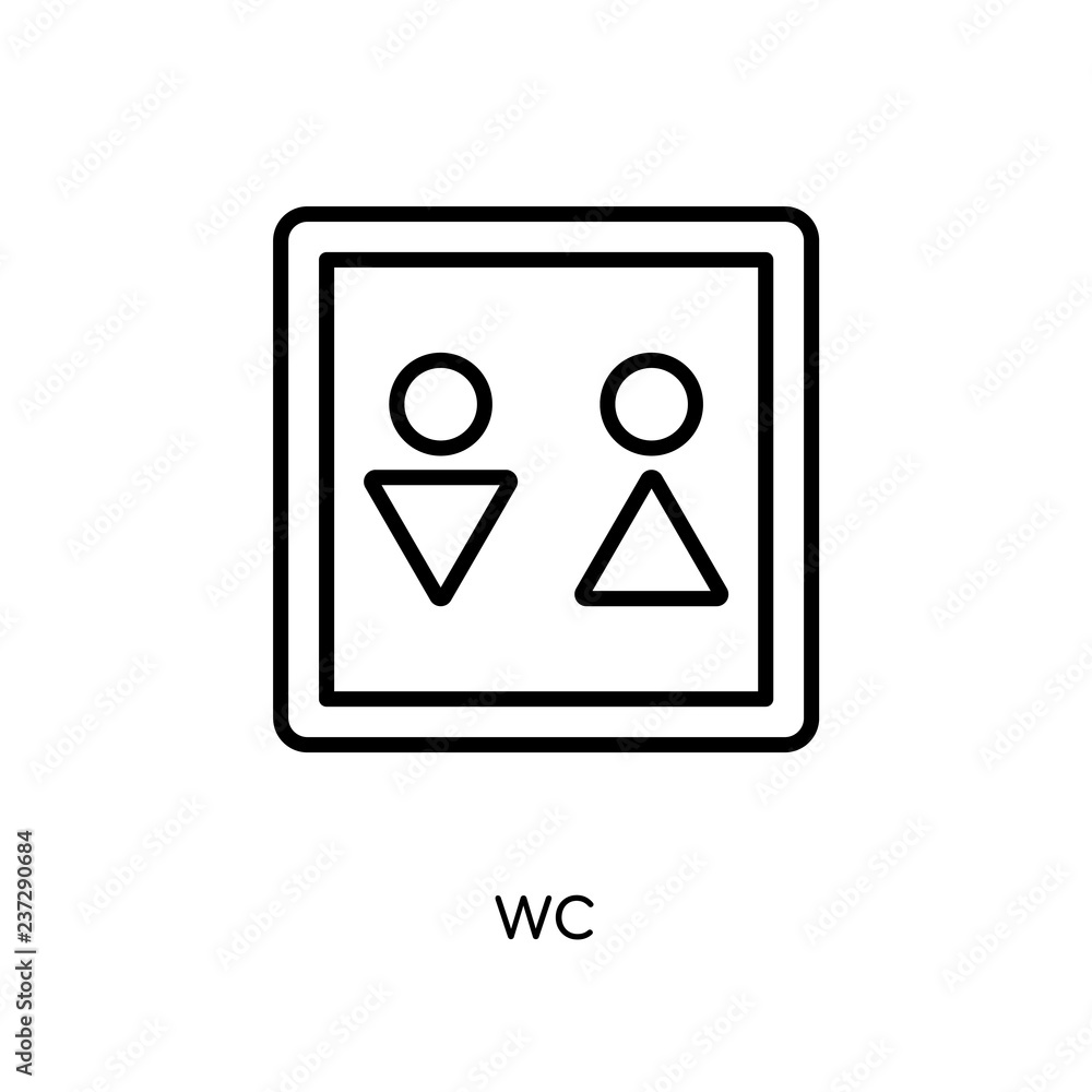 Poster wc sign icon. trendy modern flat linear vector wc sign icon on white background from thin line traff