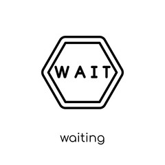 Waiting sign icon. Trendy modern flat linear vector Waiting sign icon on white background from thin line traffic sign collection