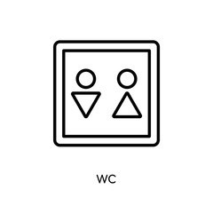 Wc sign icon. Trendy modern flat linear vector Wc sign icon on white background from thin line traffic sign collection