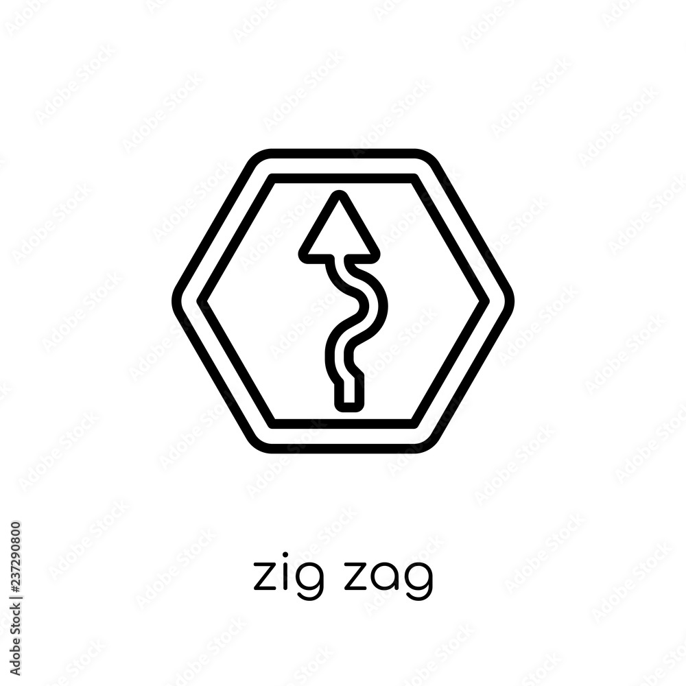 Poster zig zag sign icon. trendy modern flat linear vector zig zag sign icon on white background from thin 