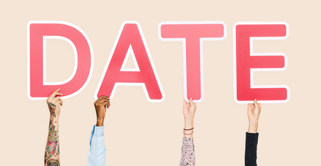 Hands holding the word date