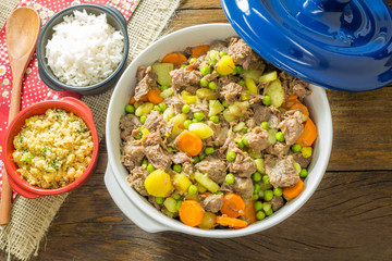 Meat stew with vegetables in bowl