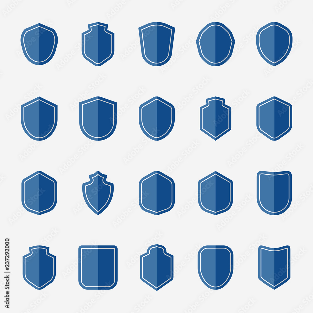 Canvas Prints set of blue shield icon vectors