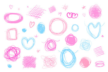 Colorful backgrounds with tangled lines on white. Intricate scribble textures. Wavy backdrops. Hand drawn grunge patterns. Elements for design