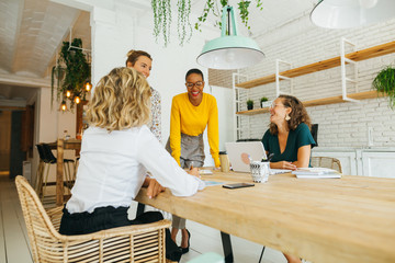 Female team working in a modern office.