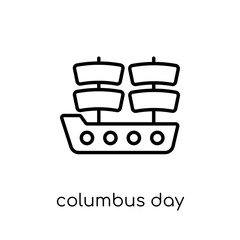 Columbus Day icon. Trendy modern flat linear vector Columbus Day icon on white background from thin line United States of America collection