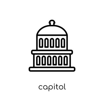 Capitol icon. Trendy modern flat linear vector Capitol icon on white background from thin line United States of America collection