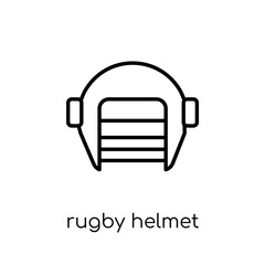 Rugby helmet icon. Trendy modern flat linear vector Rugby helmet icon on white background from thin line United States of America collection