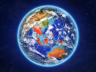 ASEAN memeber states from space. Planet Earth with country borders and extremely high detail of planet surface and clouds.