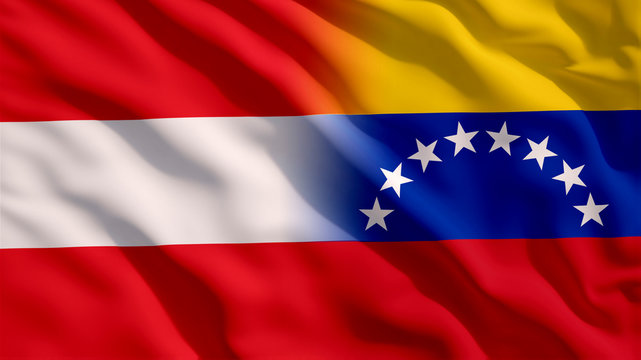 Waving Austria and Venezuela Flags