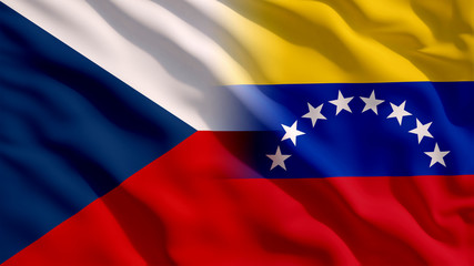 Waving Czech Republic and Venezuela Flags
